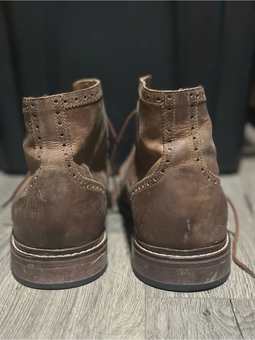 Men's Vintage Cole Haan Brown Leather Wingtip Lace-Up Boots
